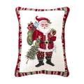 Christmas At The North Pole Santa Needlepoint Throw Pillow - Christmas Pillows - The Well Appointed House