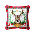 Christmas Stag Needlepoint Throw Pillow - Christmas Pillows - The Well Appointed House