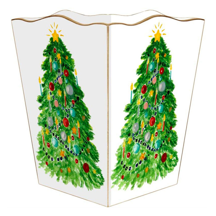Christmas Tree with Star Wastepaper Basket and Optional Tissue Box Cover - Christmas Decor - The Well Appointed House