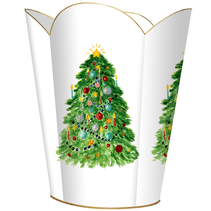 Christmas Tree with Star Wastepaper Basket and Optional Tissue Box Cover - Christmas Decor - The Well Appointed House