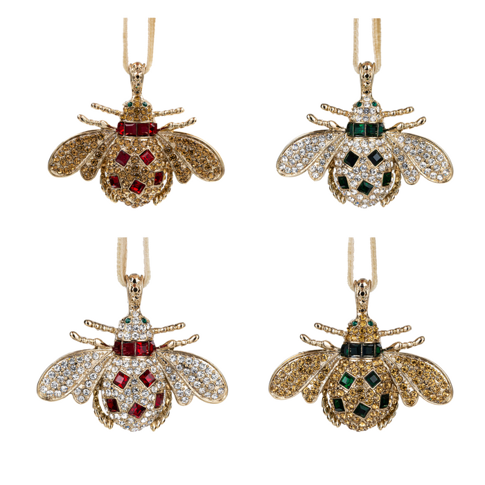 Classic Bee Hanging Ornament Boxed Set, Red and Green - The Well Appointed House
