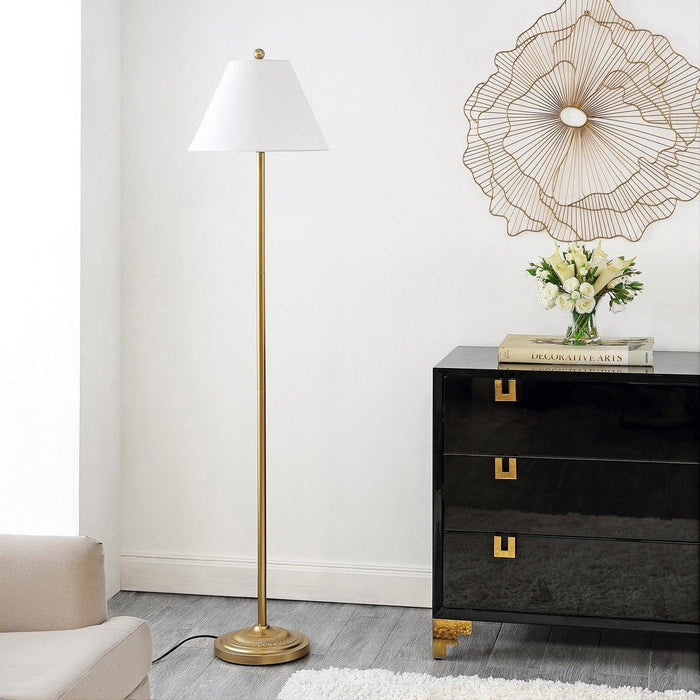 Classic Brass Floor Lamp With White Empire Shade - Floor Lamps - The Well Appointed House