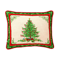 Classic Christmas Tree Cord Trimmed Needlepoint Throw Pillow - Christmas Pillows - The Well Appointed House