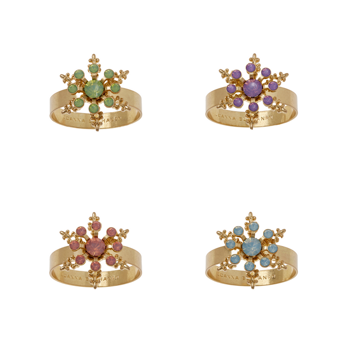Classic Snowflake Skinny Napkin Rings, Pastel, Set of Four - The Well Appointed House