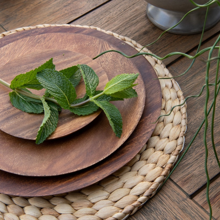 Clayton Round Natural Water Hyacinth Placemats, Set of 4 - The Well Appointed House