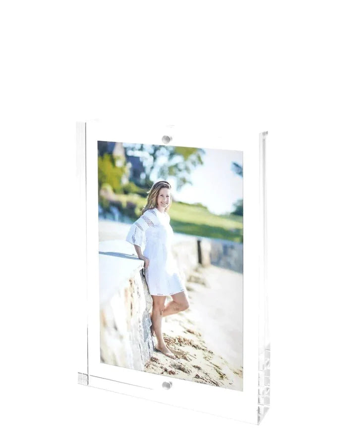 Clear Thick Block Double Sided Frame for 4 x 6 Photos - Picture Frames - The Well Appointed House