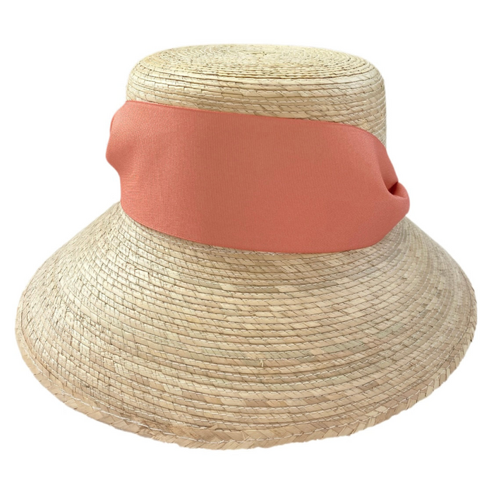 Clematis Bucket Hat - Coral Wide & Short Grosgrain Ribbon - The Well Appointed House