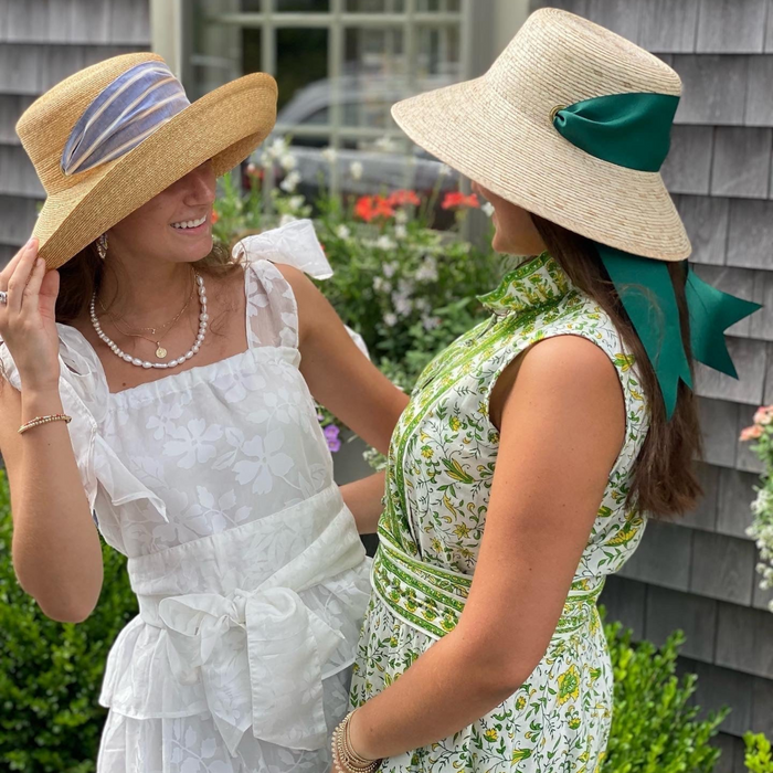 Clematis Bucket Hat - Coral Wide & Short Grosgrain Ribbon - The Well Appointed House