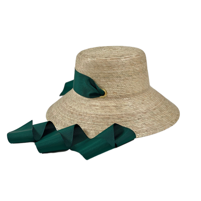 Clematis Bucket Hat - Long Masters Green Ribbon - The Well Appointed House