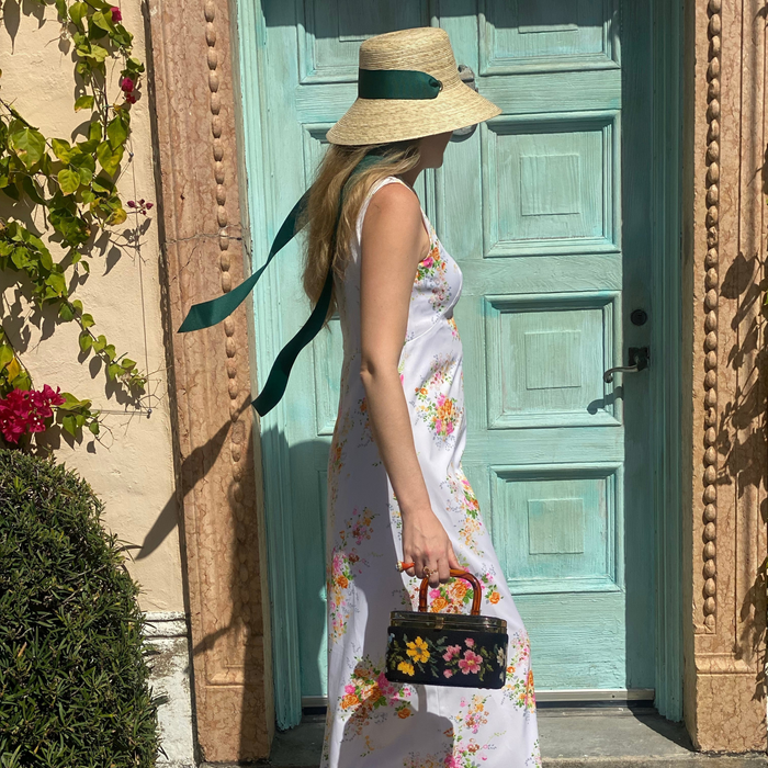 Clematis Bucket Hat - Long Masters Green Ribbon - The Well Appointed House