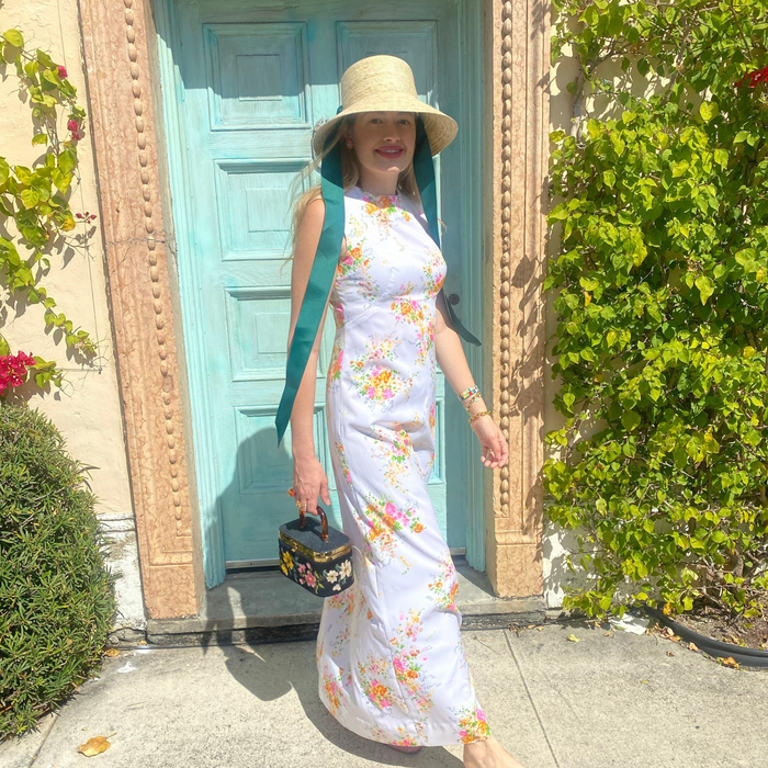 Clematis Bucket Hat - Long Masters Green Ribbon - The Well Appointed House