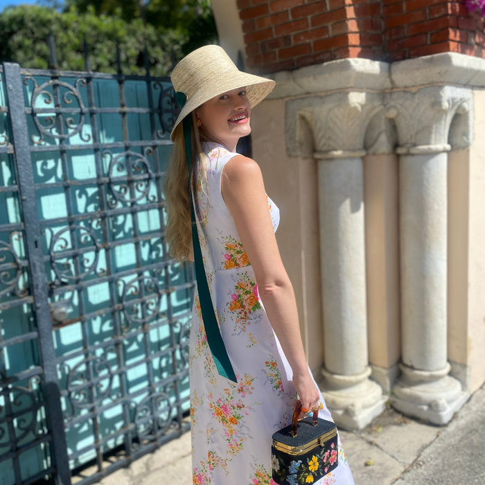 Clematis Bucket Hat - Long Masters Green Ribbon - The Well Appointed House