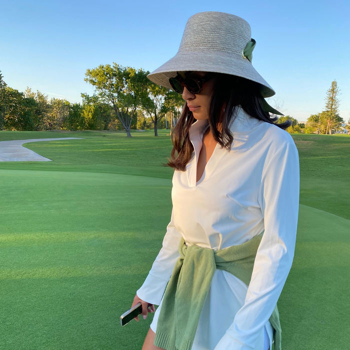 Clematis Bucket Hat - Olive Green Wide & Short Grosgrain Ribbon - The Well Appointed House