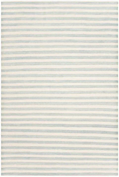 Coastal Sky Blue & White Striped Wool Area Rug - Rugs - The Well Appointed House