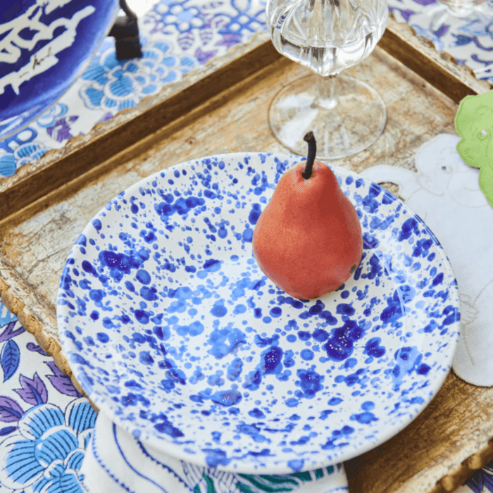 Cobalt Blue & White Ceramic Speckled Soup Bowl - Dinnerware - The Well Appointed House
