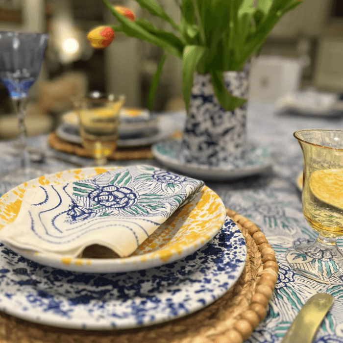 Cobalt Blue & White Speckled Ceramic Dinner Plate - Dinnerware - The Well Appointed House