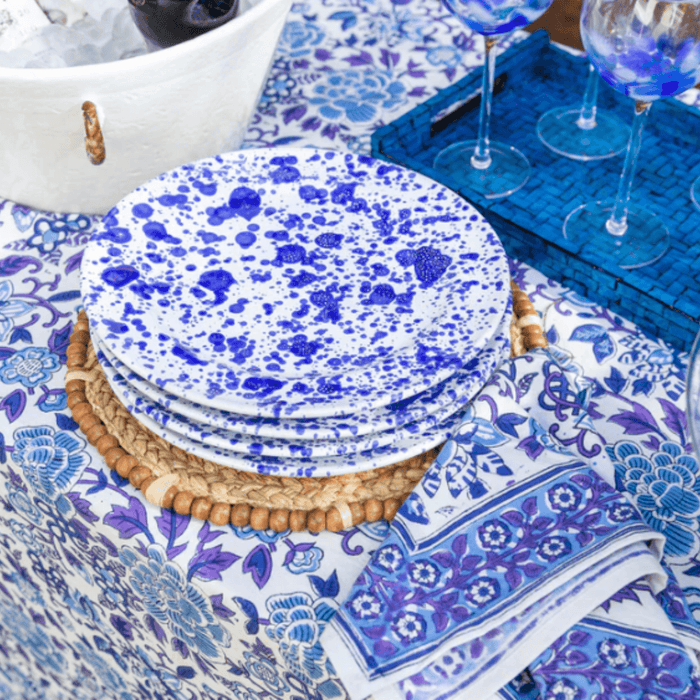 Cobalt Blue & White Speckled Ceramic Dinner Plate - Dinnerware - The Well Appointed House
