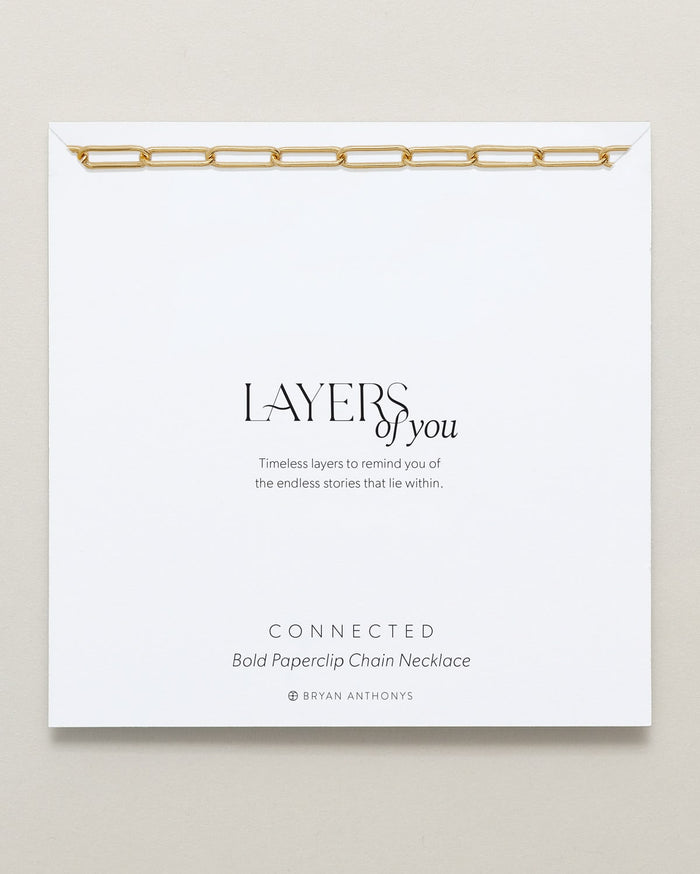 Bryan Anthonys Layers of You Connected Gold Bold Paperclip Chain Necklace On Card