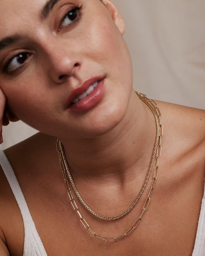 Bryan Anthonys Layers of You Connected Gold Bold Paperclip Chain Necklace On Model