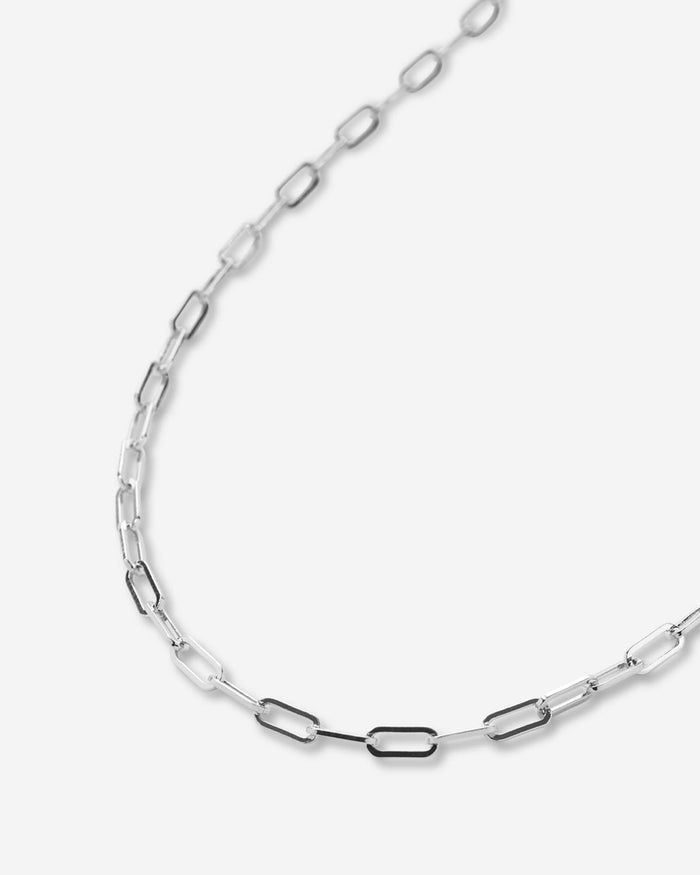 Bryan Anthonys Layers of You Connected Silver Delicate Paperclip Chain Necklace Macro