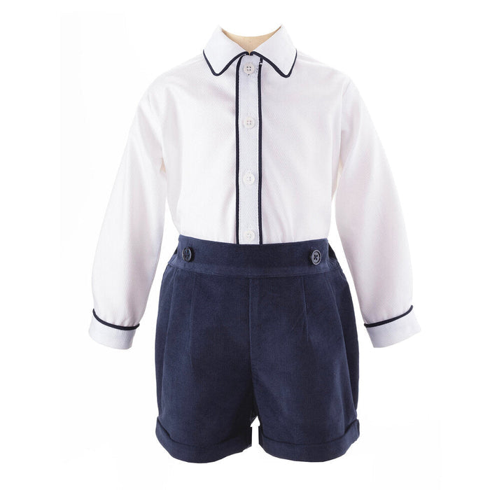 Cord Short & Shirt Set, Navy - The Well Appointed House