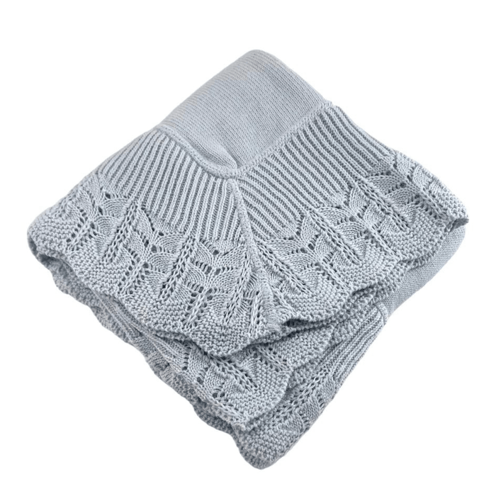 Cotton Jersey Baby Blanket with Knitted Scallop Lace Border - Baby Gifts - The Well Appointed House