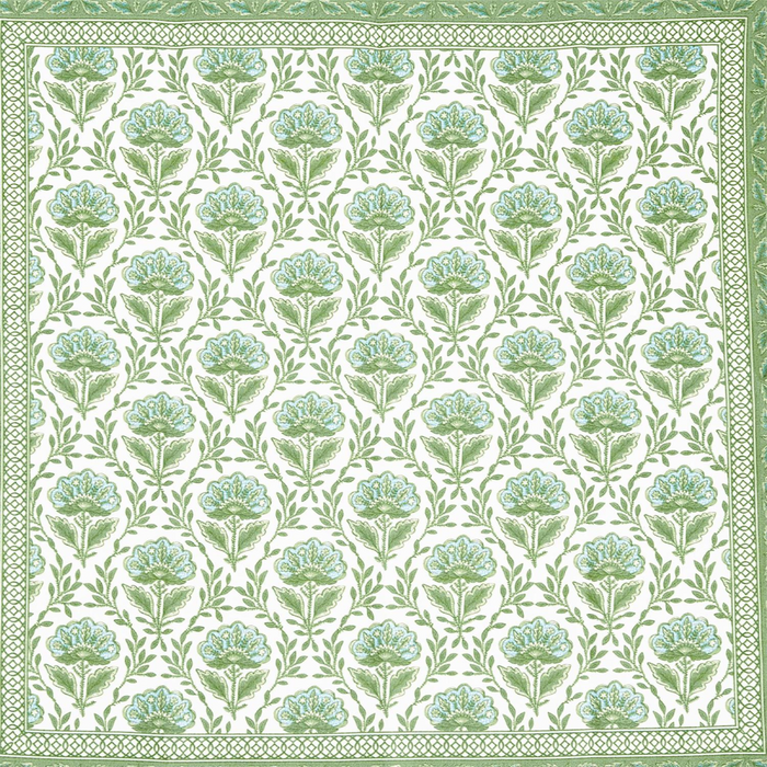Set of 4 Countryside Green and White Floral Pattern Napkins - Dinner Napkins - The Well Appointed House