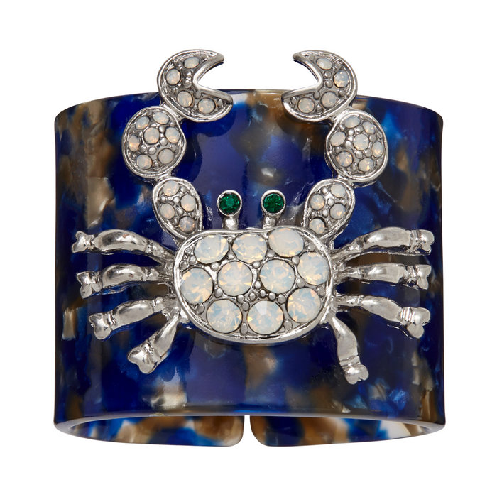 Crab Blue Tortoiseshell Resin Napkin Rings, Set of Four - The Well Appointed House