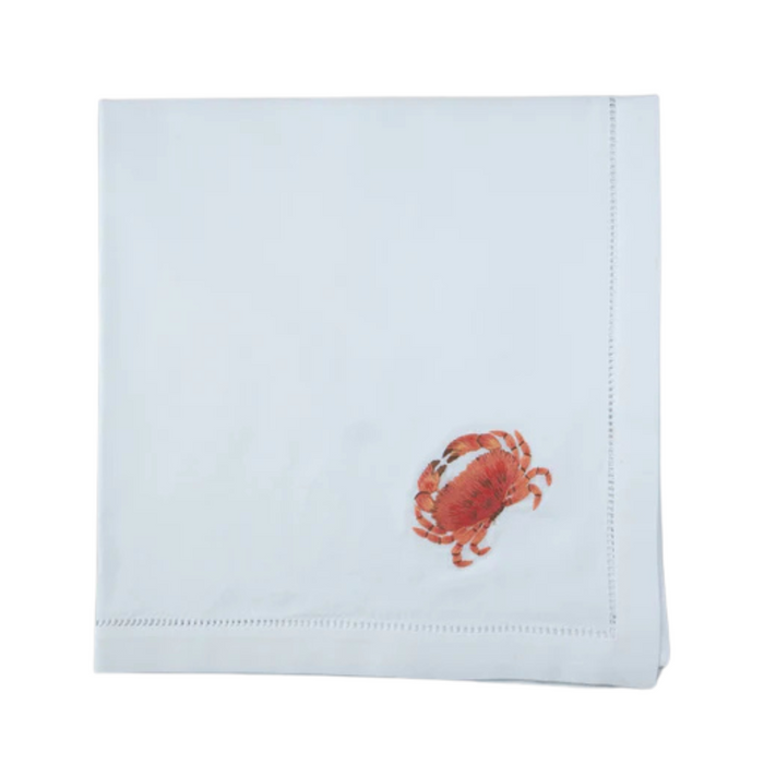 Crab Design Embroidered Dinner Napkins - The Well Appointed house