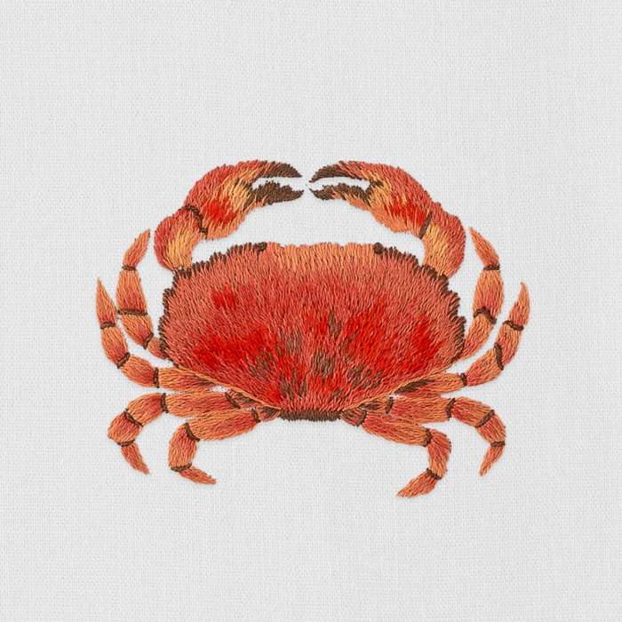 Set of 4 Crab Design Embroidered Dinner Napkins - The Well Appointed House