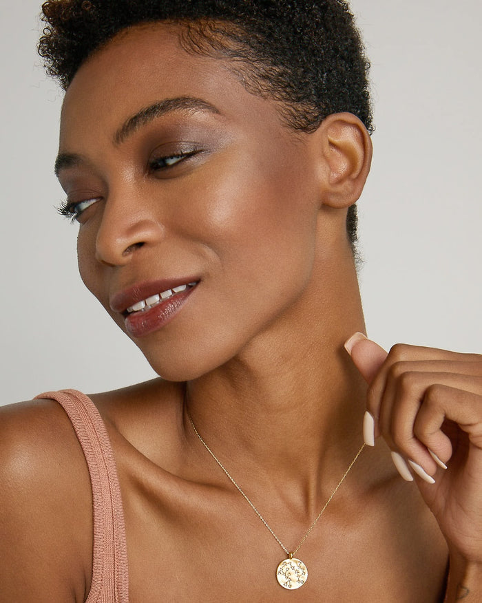 Model wearing Create Your Own Constellation Necklace