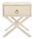 Cross Base One Drawer Contemporary Nightstand in Antique White - Nightstands & Chests - The Well Appointed House