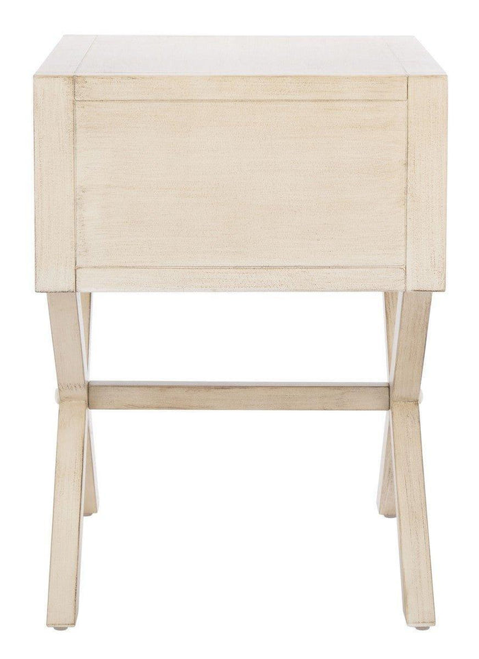 Cross Base One Drawer Contemporary Nightstand in Antique White - Nightstands & Chests - The Well Appointed House