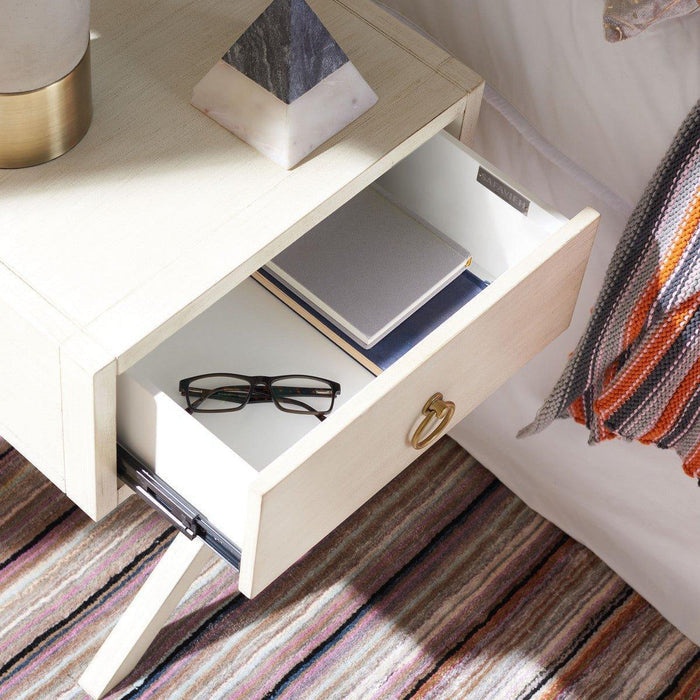 Cross Base One Drawer Contemporary Nightstand in Antique White - Nightstands & Chests - The Well Appointed House