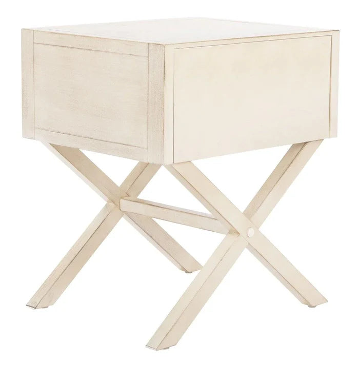 Cross Base One Drawer Contemporary Nightstand in Antique White - Nightstands & Chests - The Well Appointed House