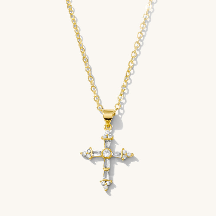 The Cruz sparkling statement necklace in 14k gold plate by Beads by Tara