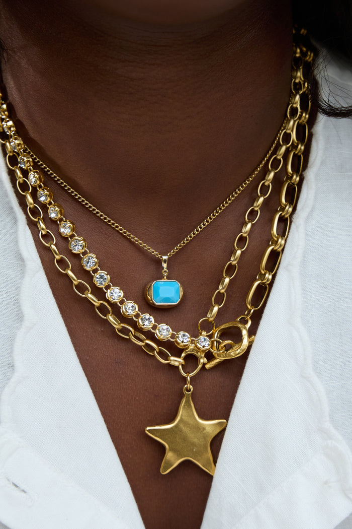 Beads by Tara curb chain necklace paired with a Gelato Gem birthstone pendant