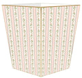 Dainty Rose Stripe Wastebasket and Optional Tissue Box Cover, Can Be Personalized - Wastebasket Sets - The Well Appointed House