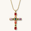 Dallas necklace featuring a jumbo cross set with bold colored stones