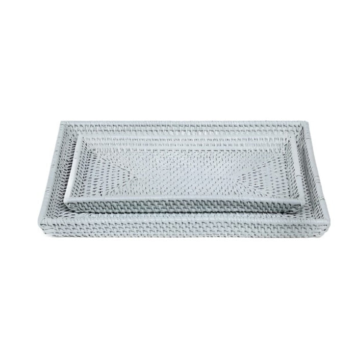 Pigeon & Poodle Dalton Light Gray Rattan Nested Vanity Trays - Bath Accessories - The Well Appointed House