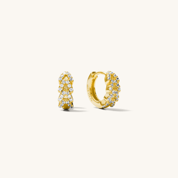 The Daphne gold leaf hoop earrings, stunning from every angle