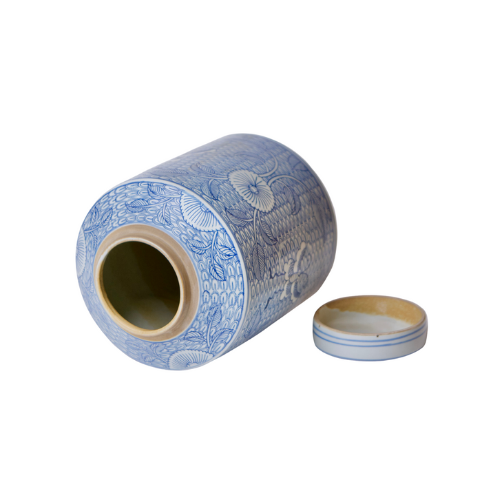 Deco Peony Blue and White Porcelain Canister - The Well Appointed House