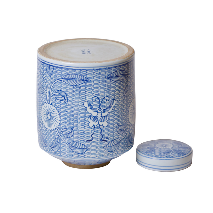 Deco Peony Blue and White Porcelain Canister - The Well Appointed House