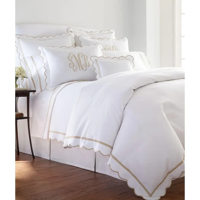 Devon II Scalloped Tape Trim Sham with Optional Monogram - Shams - The Well Appointed House