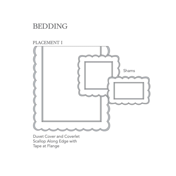 Devon II Scalloped Tape Trim Sham with Optional Monogram - Shams - The Well Appointed House