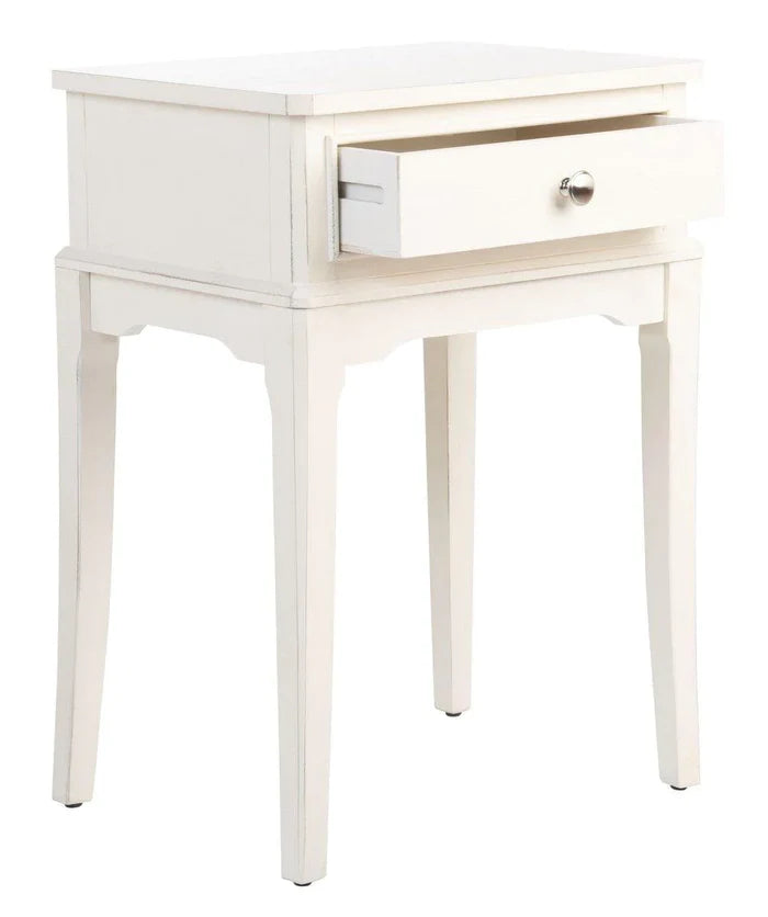 Distressed White One Drawer Side Table - Side & Accent Tables - The Well Appointed House