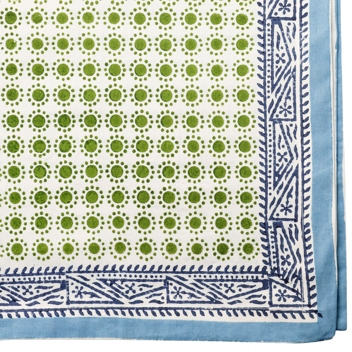 Dot Print Tablecloth, Green - The Well Appointed House