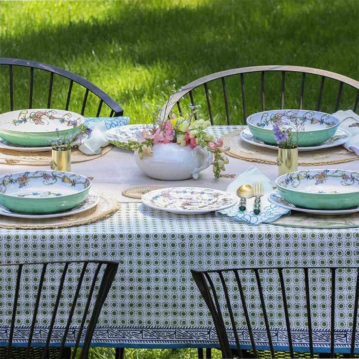 Dot Print Tablecloth, Green - The Well Appointed House