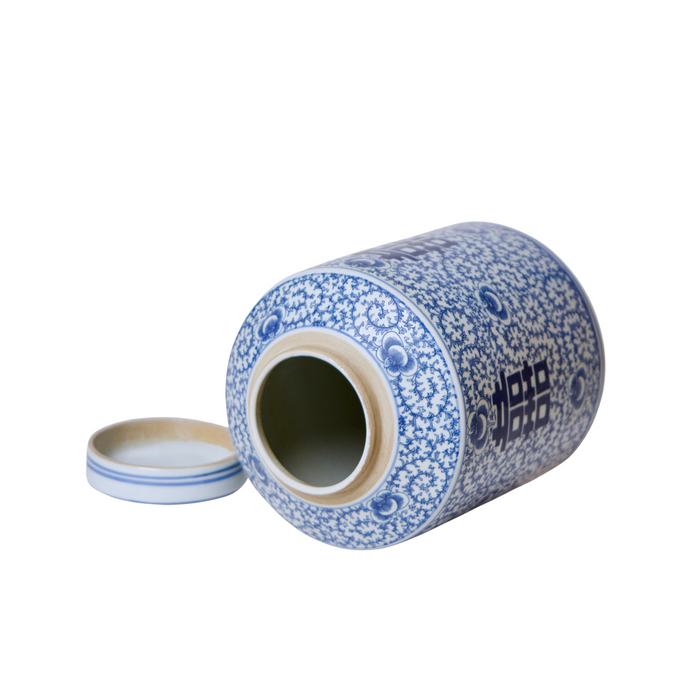 Double Happiness Blue and White Porcelain Canister - The Well Appointed House