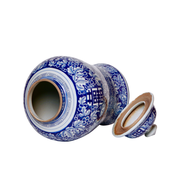Double Happiness/Grapes Blue and White Temple Jar - The Well Appointed House